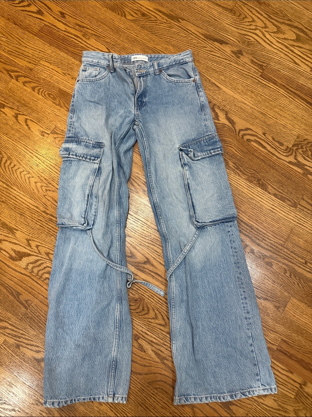 Zara Light Blue Cargo Boyfriend Jeans